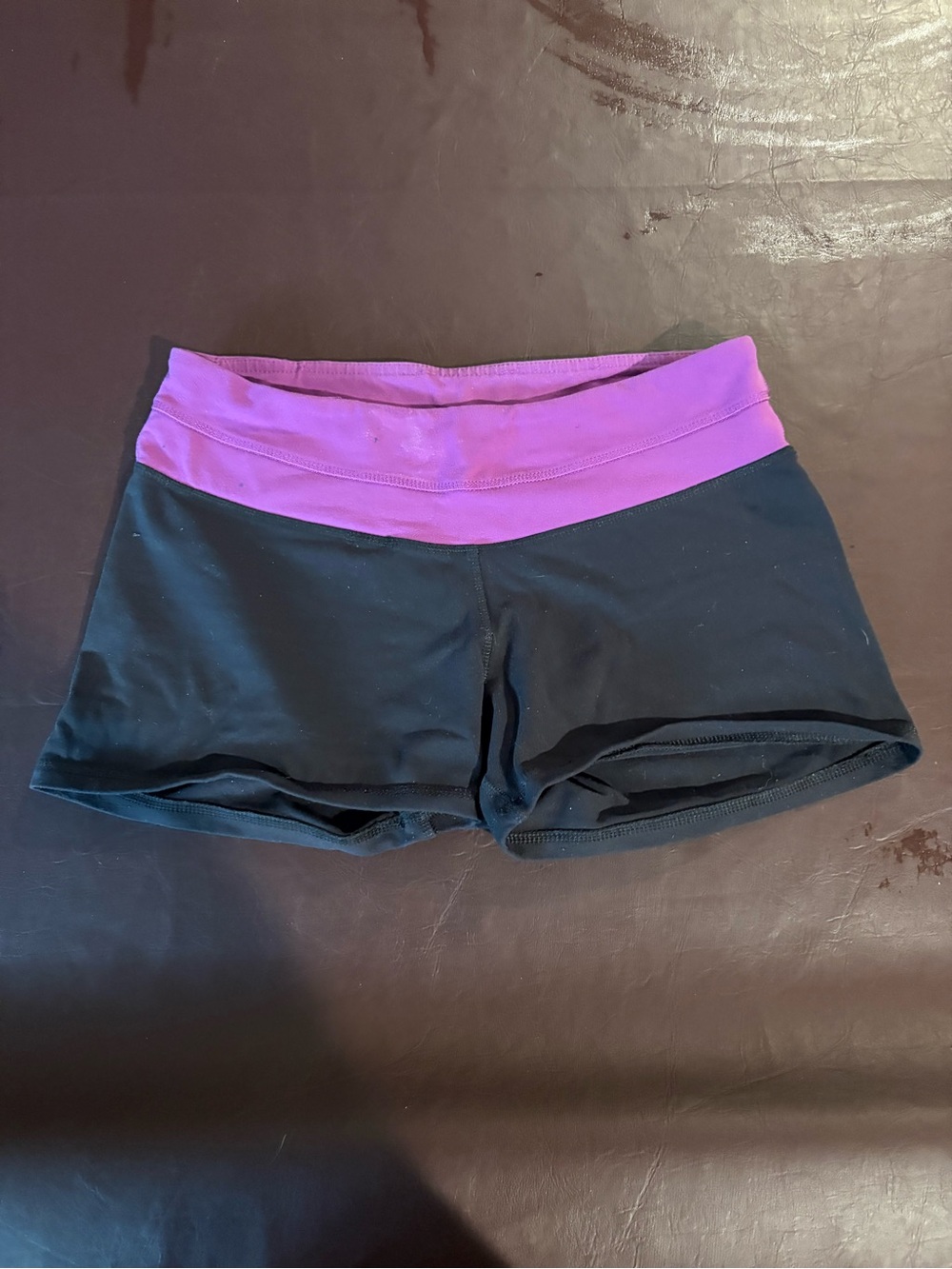 💥Buy 2 Get 1 Free💥 Retro Reebok CrossFit Black Bike Shorts with Purple Waistband